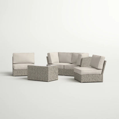 Modular wicker patio seating group with beige cushions 4-piece outdoor set HouseOfZazla on Tampa Home & Garden Store