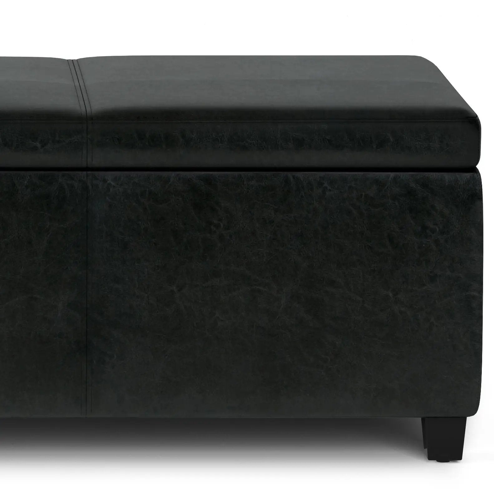Avalon multifunctional storage ottoman bench in black leather-look upholstery on Tampa Home & Garden Store
