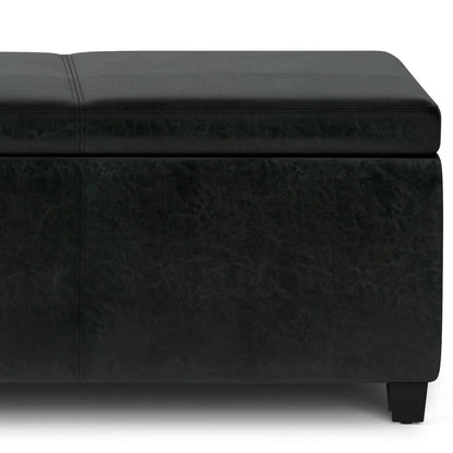 Avalon multifunctional storage ottoman bench in black leather-look upholstery on Tampa Home & Garden Store