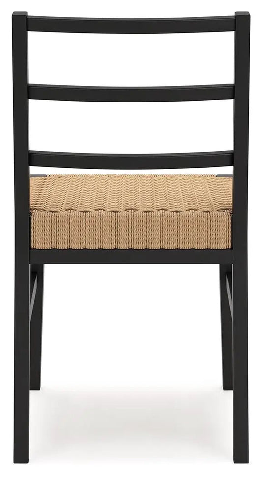 Isanti dining room side chair set of 2, black frame with natural woven rattan seat on Tampa Home & Garden Store