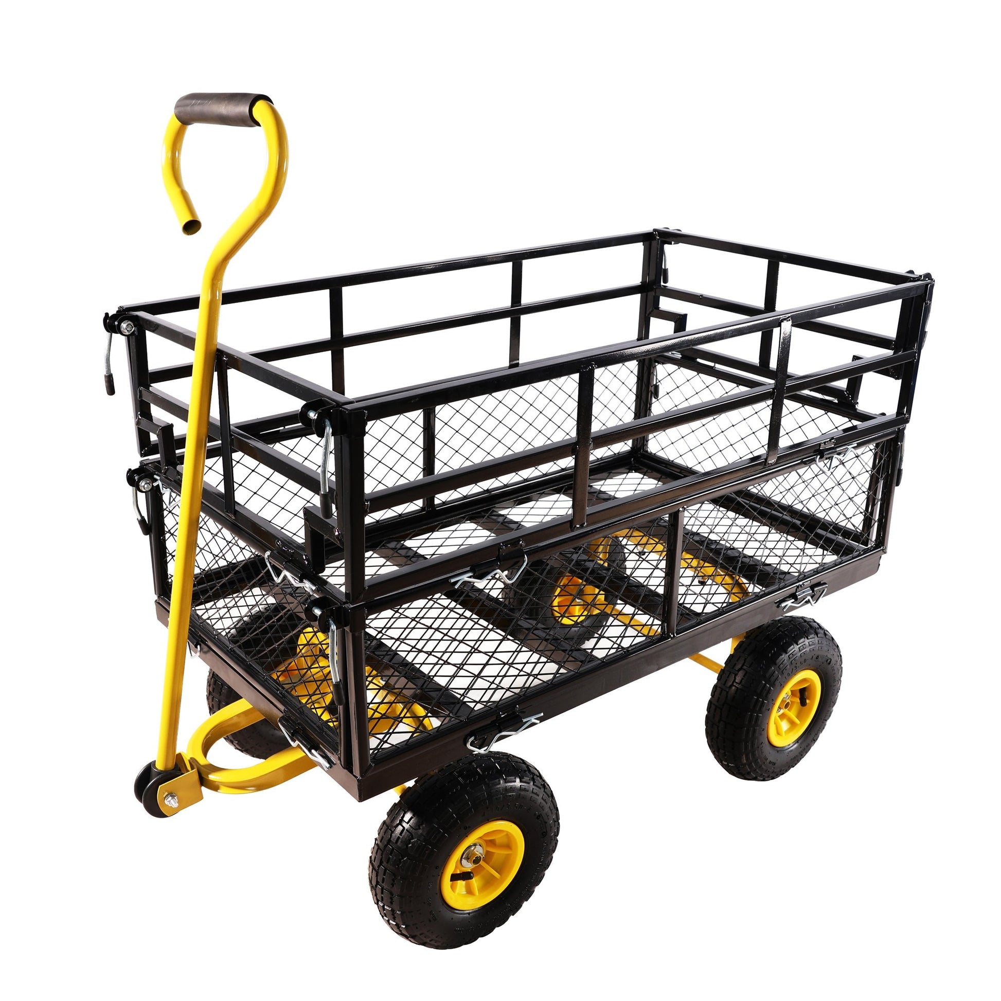 Wagon cart with yellow handle and black metal frame HouseOfZazla on Tampa Home & Garden Store