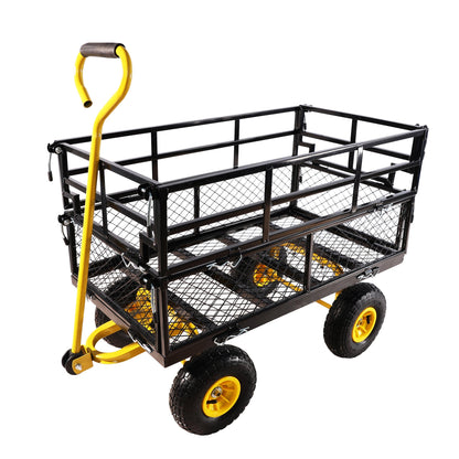 Wagon cart with yellow handle and black metal frame HouseOfZazla on Tampa Home & Garden Store