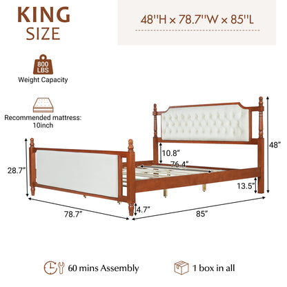 King size HouseOfZazla upholstered platform bed with button-tufted headboard on Tampa Home & Garden Store