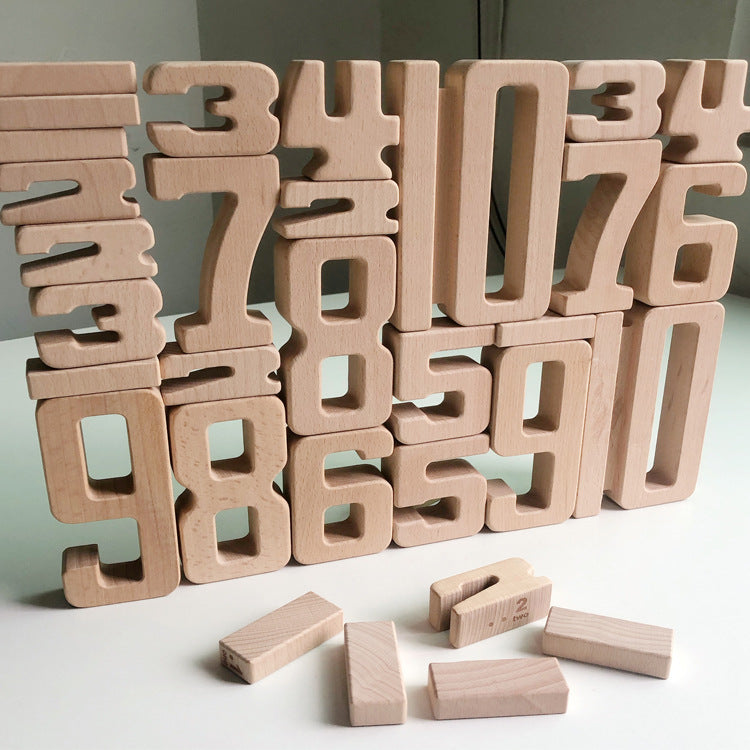 Montessori wooden number blocks set with 0–9 digits in natural wood finish on Tampa Home & Garden Store