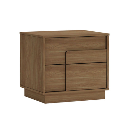 Modern accent nightstand with three drawers in natural oak finish on Tampa Home & Garden Store
