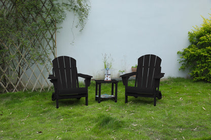 Folding Adirondack chairs with side table 3-piece outdoor set in black HouseOfZazla on Tampa Home & Garden Store