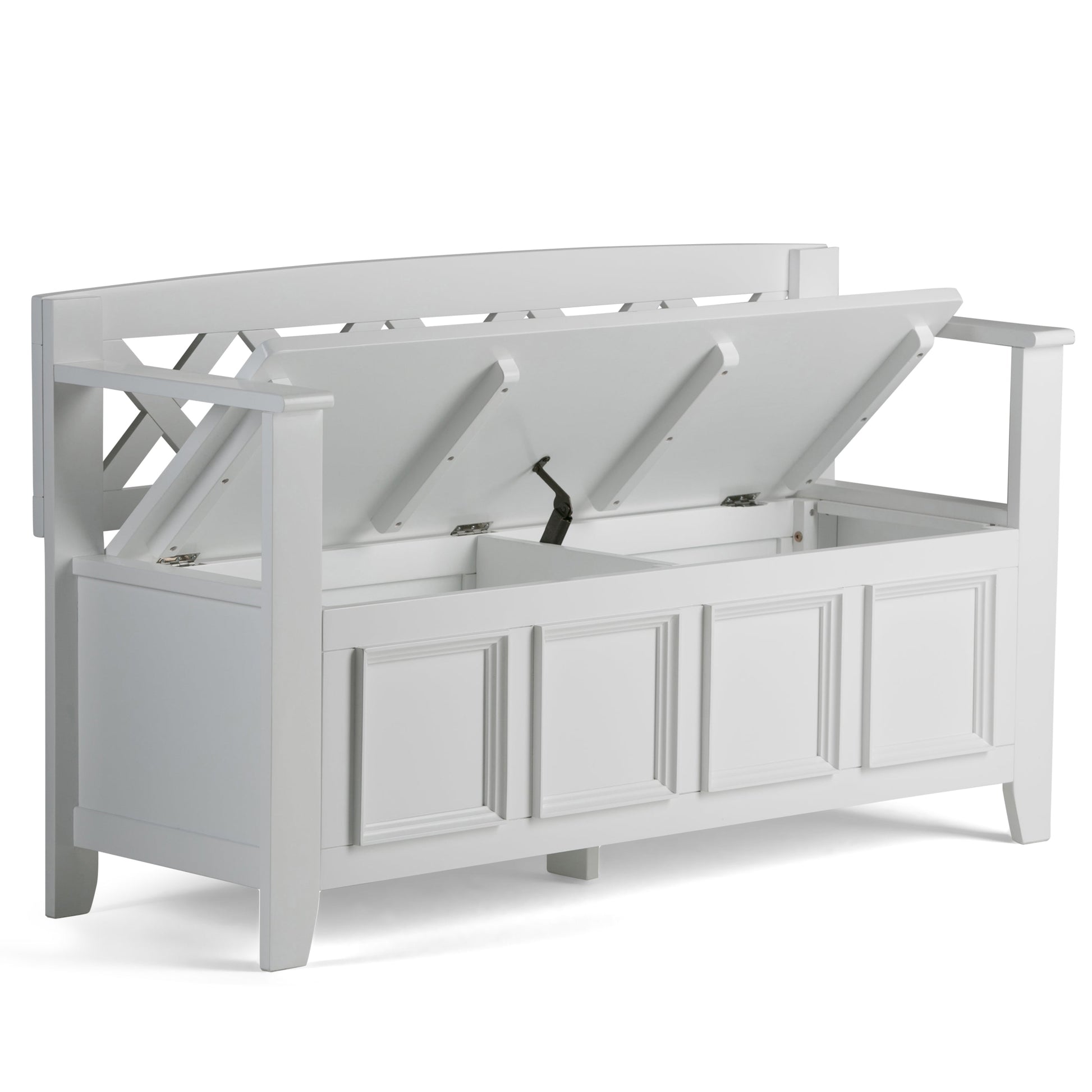 Amherst solid wood entryway storage bench in white with lift-top lid by HouseOfZazla on Tampa Home & Garden Store