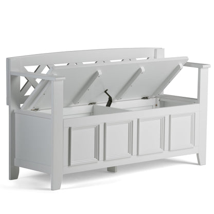 Amherst solid wood entryway storage bench in white with lift-top lid by HouseOfZazla on Tampa Home & Garden Store