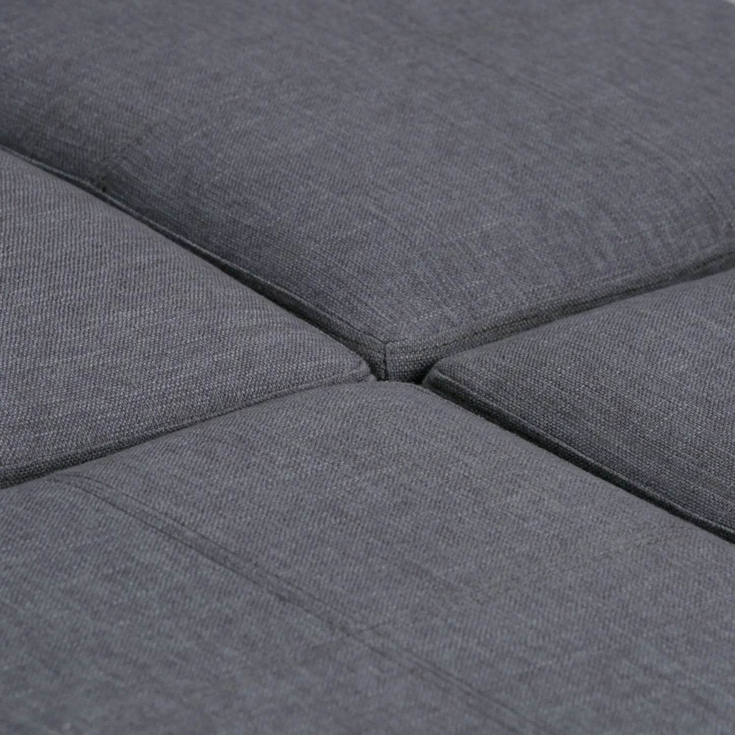 Storage ottoman close-up in charcoal gray woven fabric on Tampa Home & Garden Store