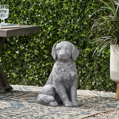 A Gray Mgo Dog Statue in Outdoor Garden Decor