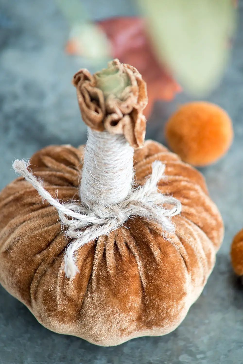 Pumpkin ornament 6-pack in brown with jute stem and twine bow by Unique Piece Furniture on Tampa Home & Garden Store