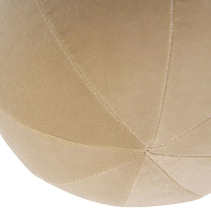 Luna round sphere accent ball throw pillow in tan suede with stitched facet panels on Tampa Home & Garden Store