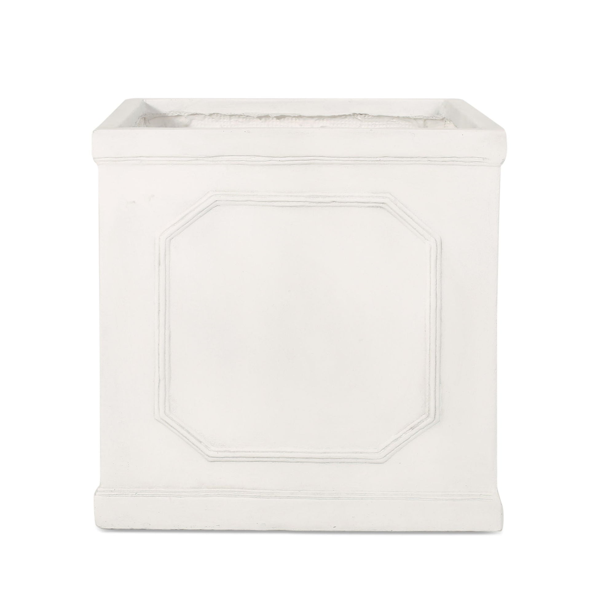 Durable Planter by HouseOfZazla, white rectangular planter with raised panel detailing on Tampa Home & Garden Store