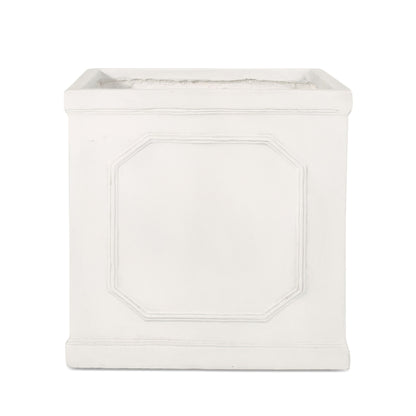 Durable Planter by HouseOfZazla, white rectangular planter with raised panel detailing on Tampa Home & Garden Store