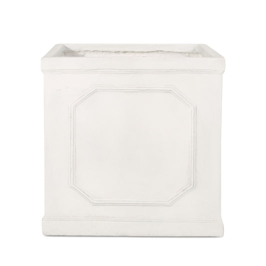 Durable Planter by HouseOfZazla, white rectangular planter with raised panel detailing on Tampa Home & Garden Store