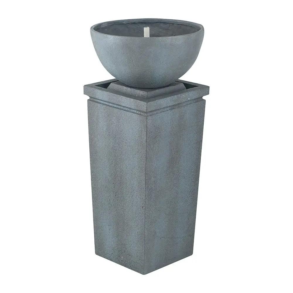 Zen Bowl Water Fountain on gray pedestal, outdoor bird feeder bath feature on Tampa Home & Garden Store