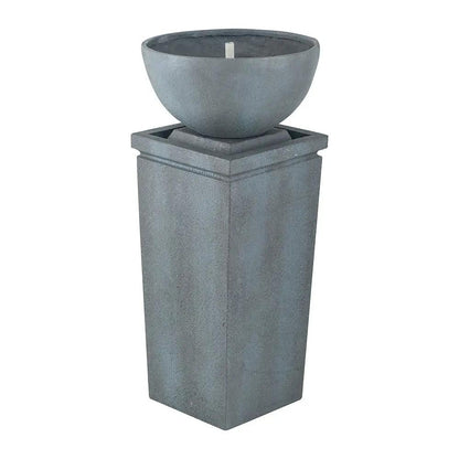 Zen Bowl Water Fountain on gray pedestal, outdoor bird feeder bath feature on Tampa Home & Garden Store