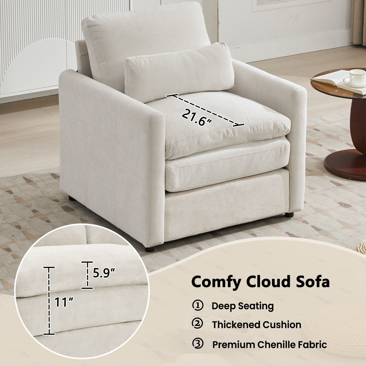 Cozy Upholstered Sofa Chair And Living Room Set