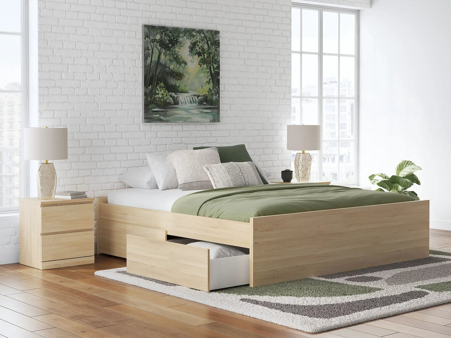 Onita Platform Bed storage drawers in natural wood by Unique Piece Furniture on Tampa Home & Garden Store