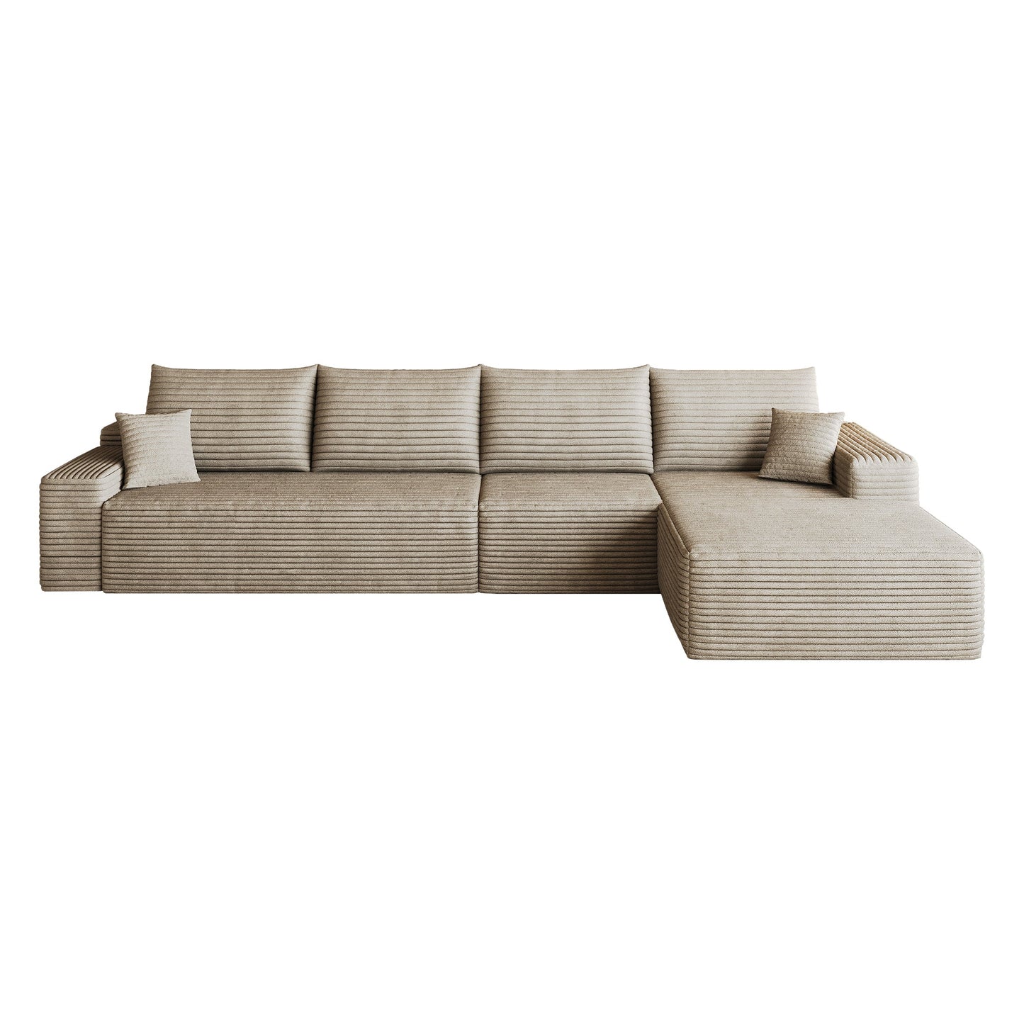 134in Cloud sectional sofa with L-shaped chaise in beige ribbed fabric by HouseOfZazla on Tampa Home & Garden Store