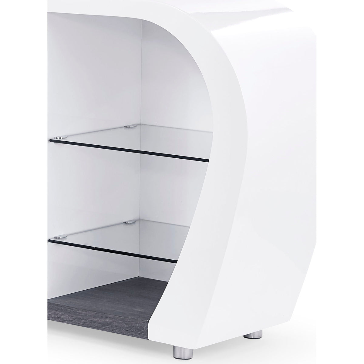 Anne Buffet ample storage white gray curved unit with glass shelf by HouseOfZazla on Tampa Home & Garden Store