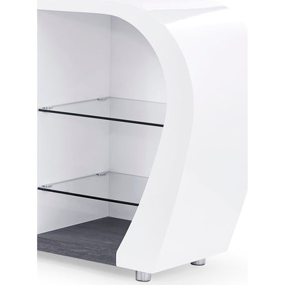 Anne Buffet ample storage white gray curved unit with glass shelf by HouseOfZazla on Tampa Home & Garden Store