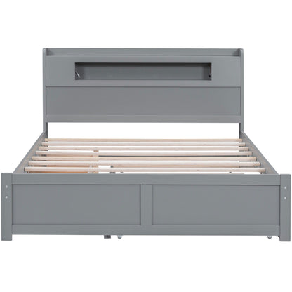 Gray storage platform bed with two built-in drawers and slatted base on Tampa Home & Garden Store