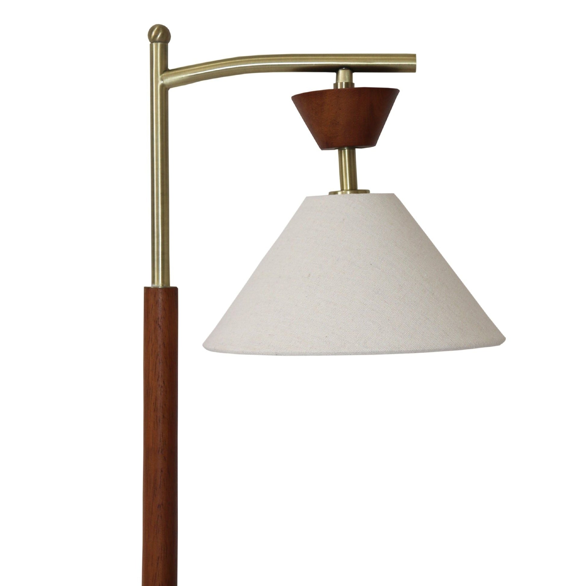 Nightstand lamp with brown cone shade, brass frame, wood accents by HouseOfZazla on Tampa Home & Garden Store