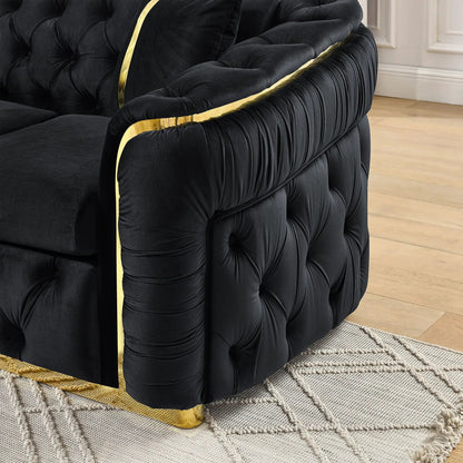 Button Tufted Chesterfield Sofa With 2 Pillows