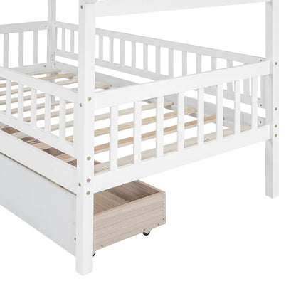 House Bed With 2 Drawers white bed with light wood drawers by Unique Piece Furniture on Tampa Home & Garden Store