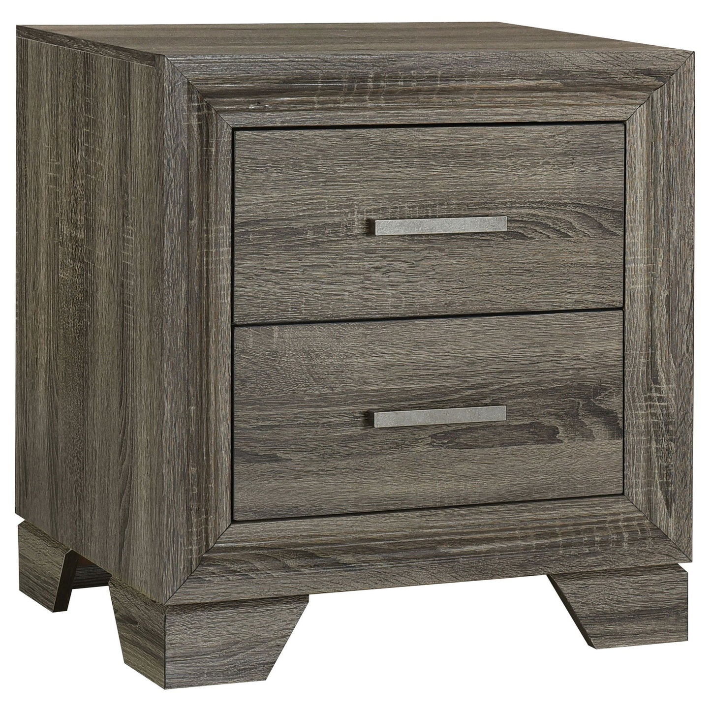 Funston oak 4-Piece Queen Bedroom Set by HouseOfZazla - oak dresser drawer with metal bar pull on Tampa Home & Garden Store