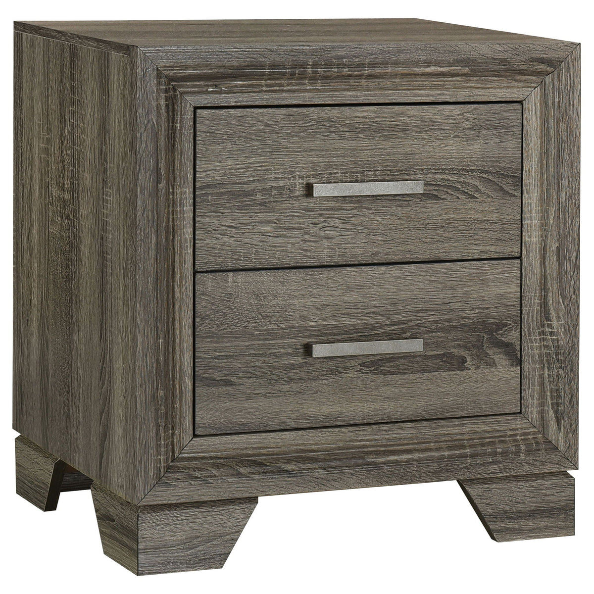 Funston oak 4-Piece Queen Bedroom Set by HouseOfZazla - oak dresser drawer with metal bar pull on Tampa Home & Garden Store