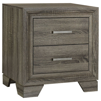 Funston oak 4-Piece Queen Bedroom Set by HouseOfZazla - oak dresser drawer with metal bar pull on Tampa Home & Garden Store