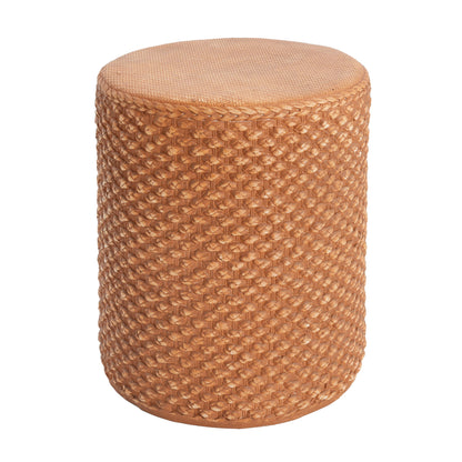 Evie outdoor round MGO side table brown with braided woven rattan texture on Tampa Home & Garden Store