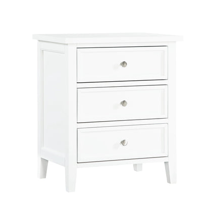 3 Drawer Nightstand with metal glides in white finish with silver knob pulls by HouseOfZazla on Tampa Home & Garden Store