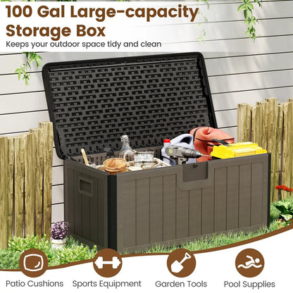 100 Gallon Large Deck Box With Lockable Lid