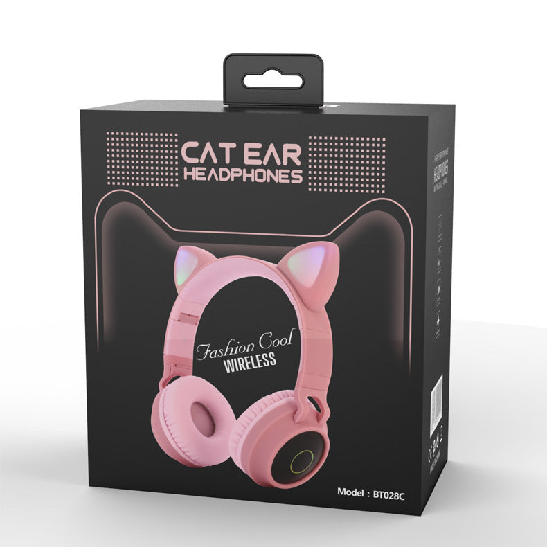 Pink LED cat-ear wireless headphones with microphone, foldable kids headset by Sell My Stuff on Tampa Home & Garden Store