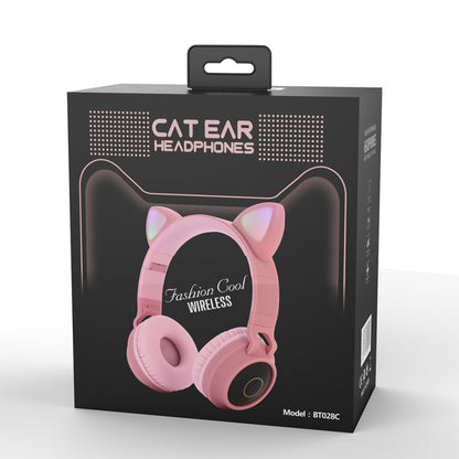 Pink LED cat-ear wireless headphones with microphone, foldable kids headset by Sell My Stuff on Tampa Home & Garden Store