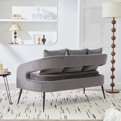 Open Back Loveseat Settee With Three Pillows