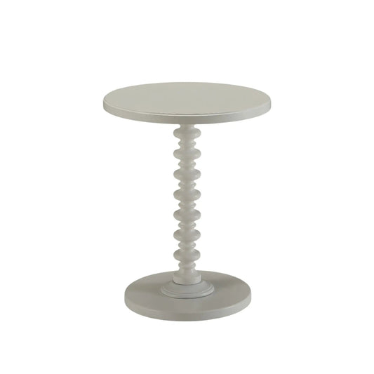 Acton Round Accent Table by Unique Piece Furniture, white finish with turned pedestal base on Tampa Home & Garden Store