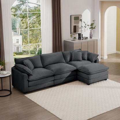 Modern oversized modular sofa with ottoman in fabric, deep seating, low back, 2pc set on Tampa Home & Garden Store
