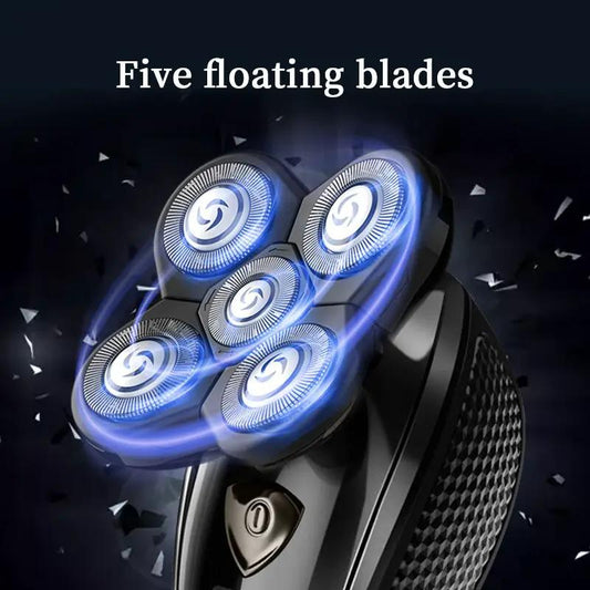 Multifunctional grooming kit rotary shaver with five floating blades, black finish on Tampa Home & Garden Store