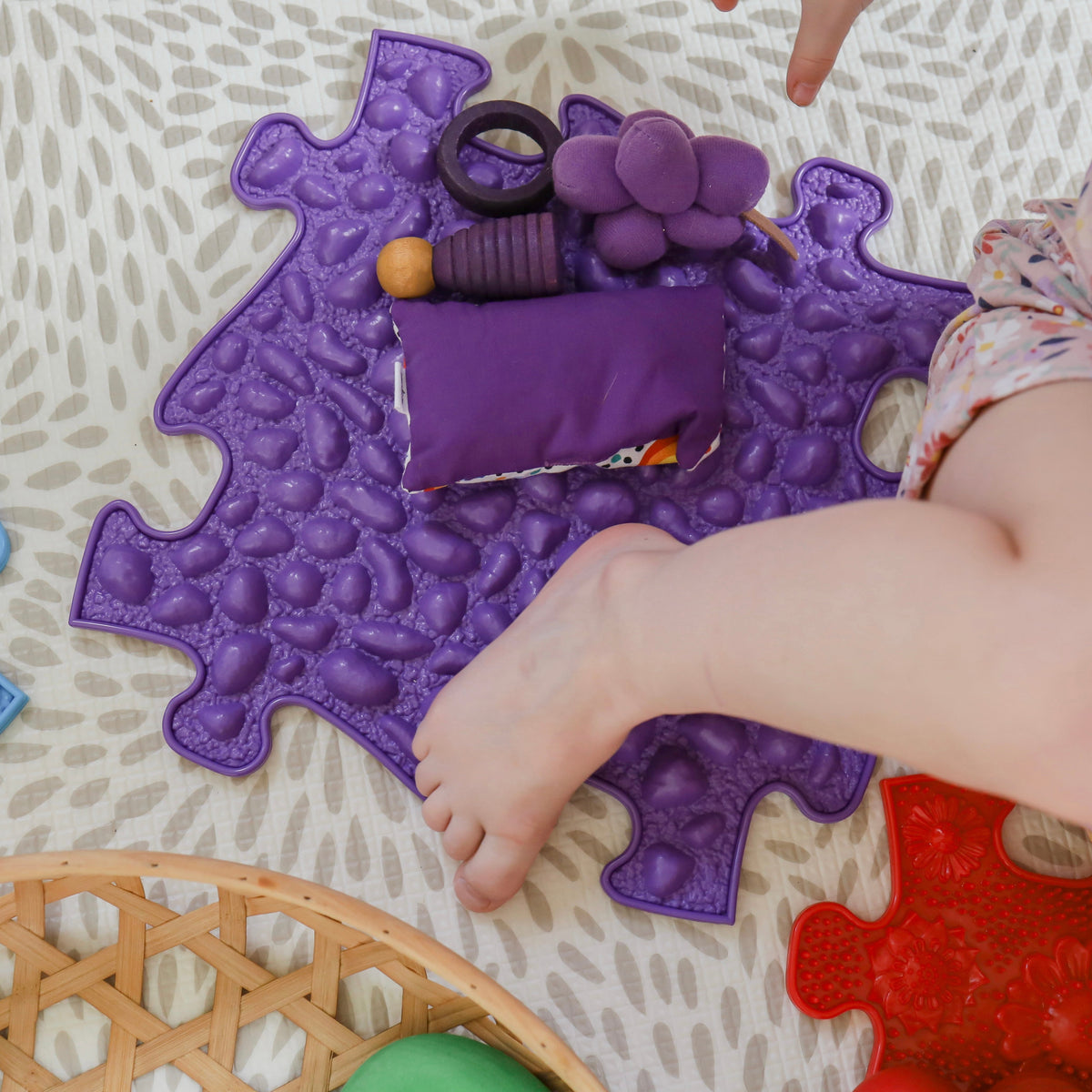 Royal Sensory Playmat Set purple textured mats with plush accessories for baby play on Tampa Home & Garden Store