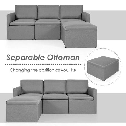 Convertible L-Shaped Sofa with Reversible Chaise