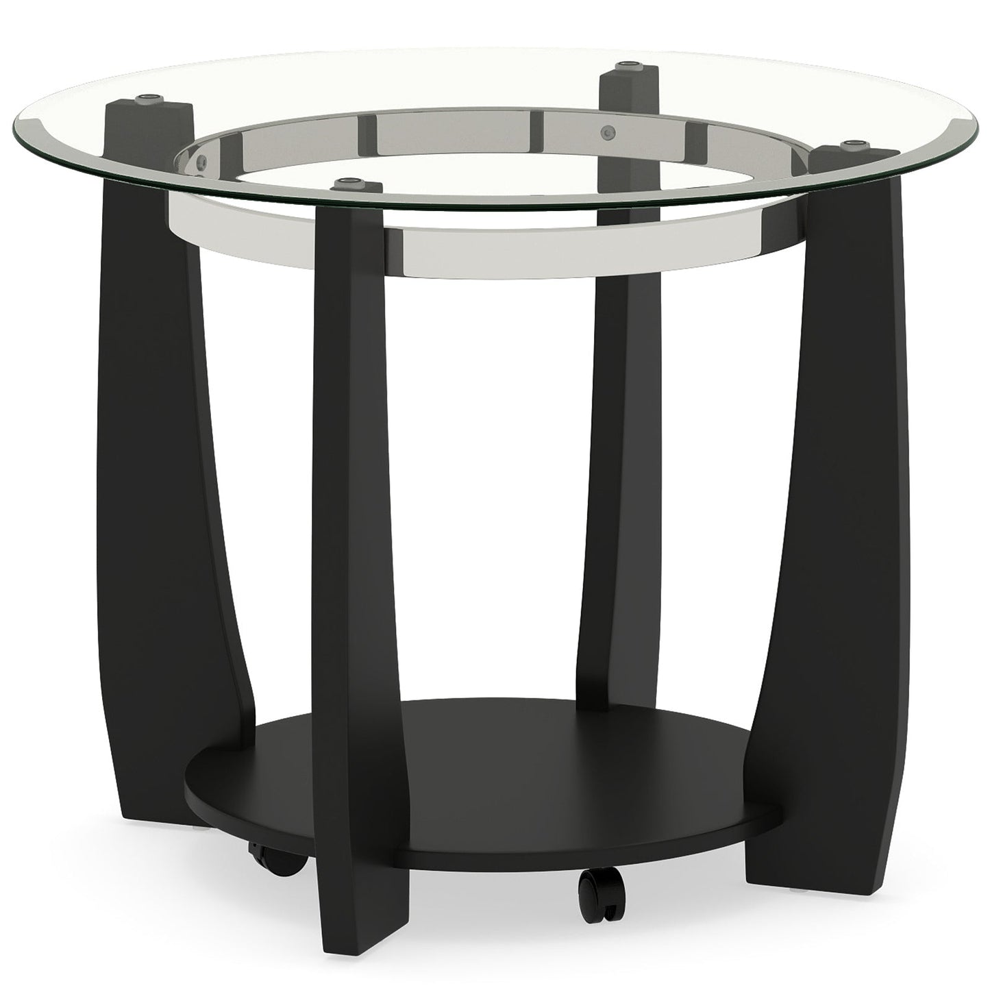 32" 2-Tier Glass Round Coffee Table with Storage Shelf