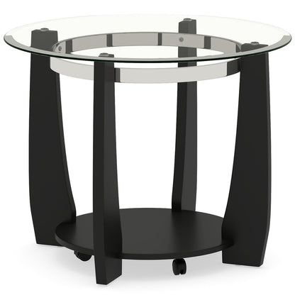 32" 2-Tier Glass Round Coffee Table with Storage Shelf