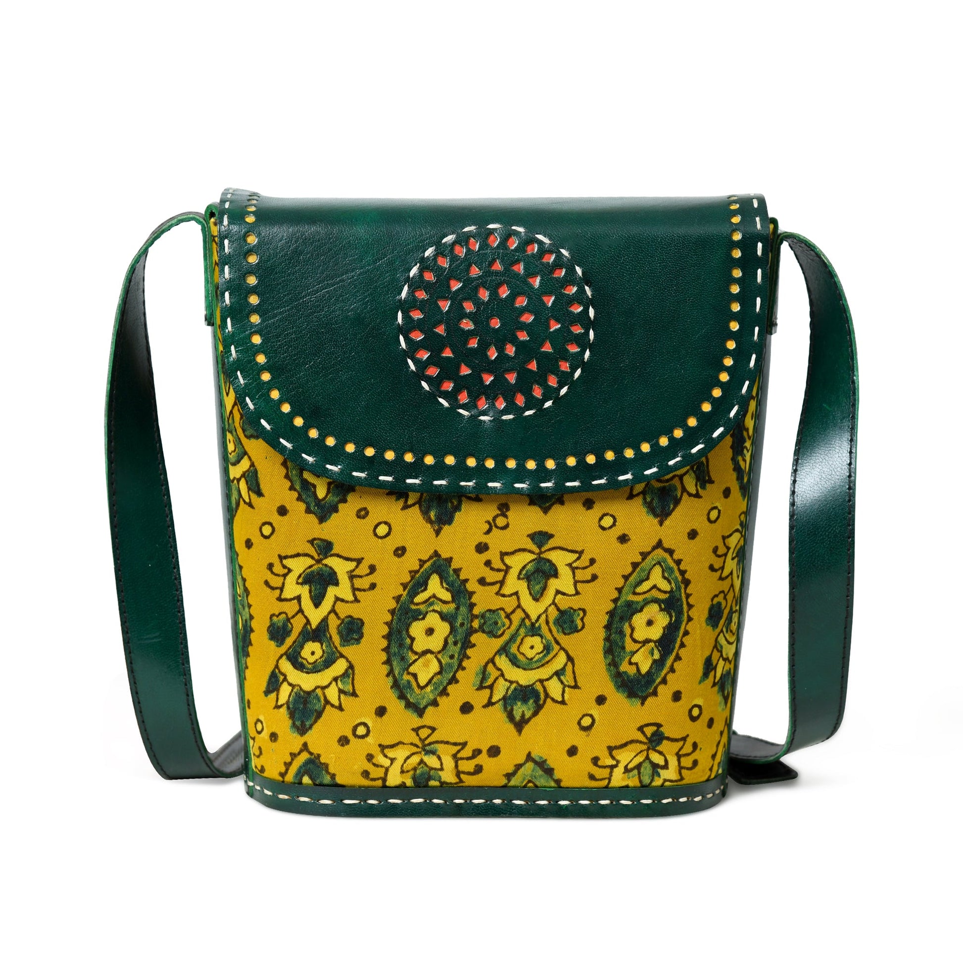 Vibrant Heritage Ajrakh Satchel - Tampa Home & Garden Store