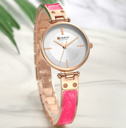 Womens elegant Stevvex stainless steel watch with ceramic marble bracelet in pink rose gold tones on Tampa Home & Garden Store