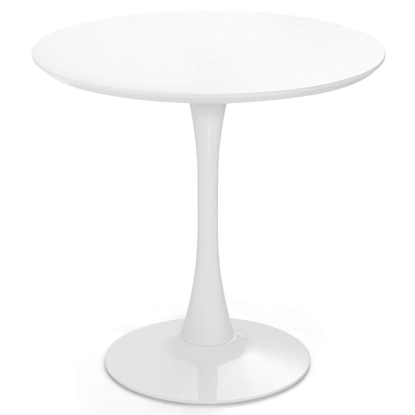 Mesa de comedor redonda moderna tipo tulipán de 32 pulgadas con tapa de MDF-Blanco