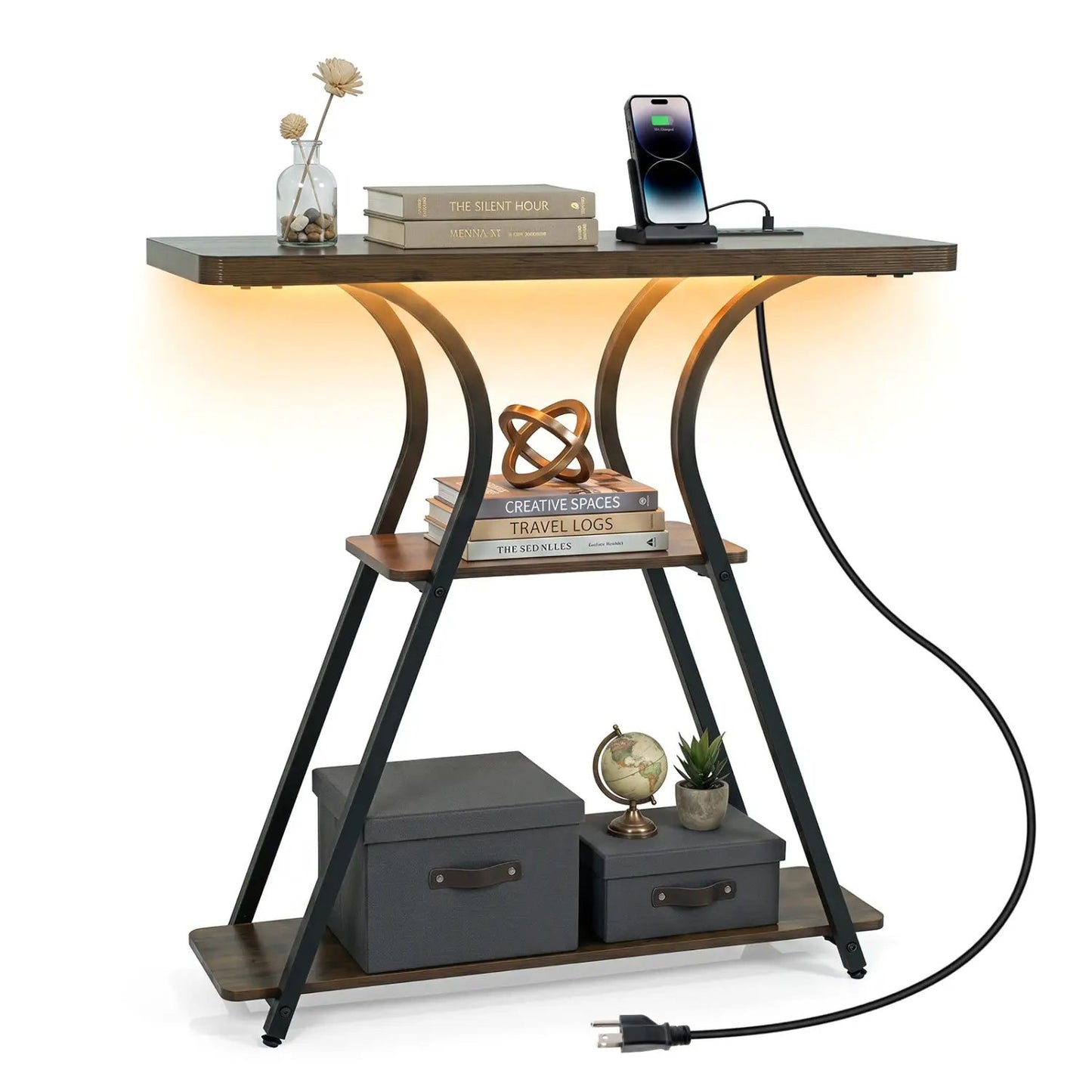 32 Inch Console Table With Power Outlets and Led